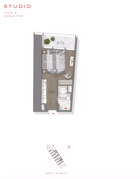 Floor plan, Studio, 0 sq ft