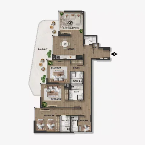 Floor plan, 3 Beds, 1,701 sq ft