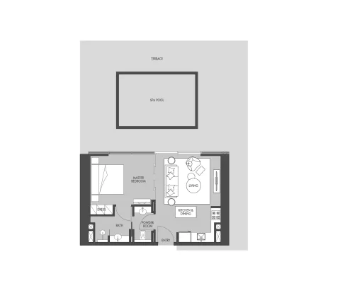 Floor plan, 1 Bed, 1,336 sq ft