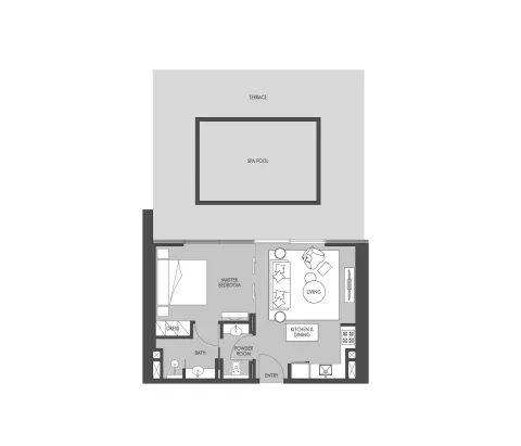 Floor plan, 1 Bed, 1,129 sq ft