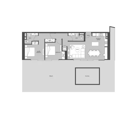 Floor plan, 2 Beds, 2,382 sq ft