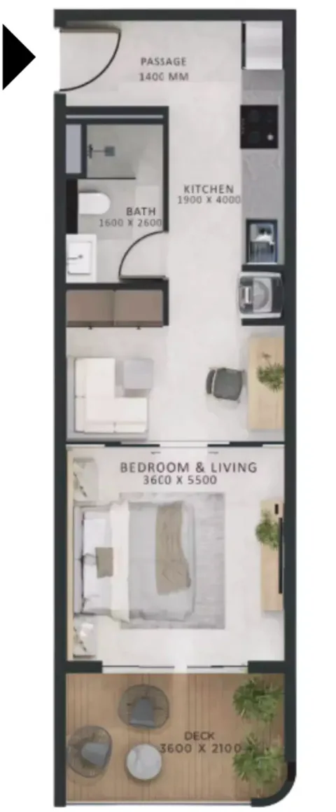 Floor plan, Studio, 527 sq ft