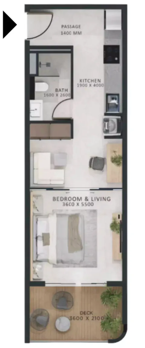 Floor plan, Studio, 527 sq ft