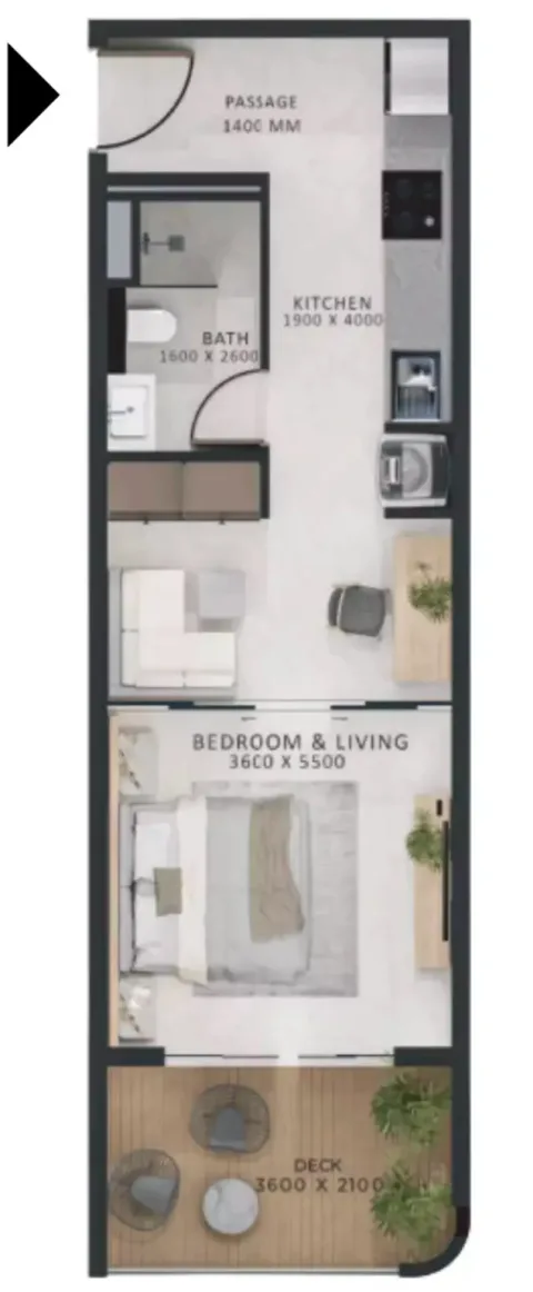 Floor plan, Studio, 527 sq ft