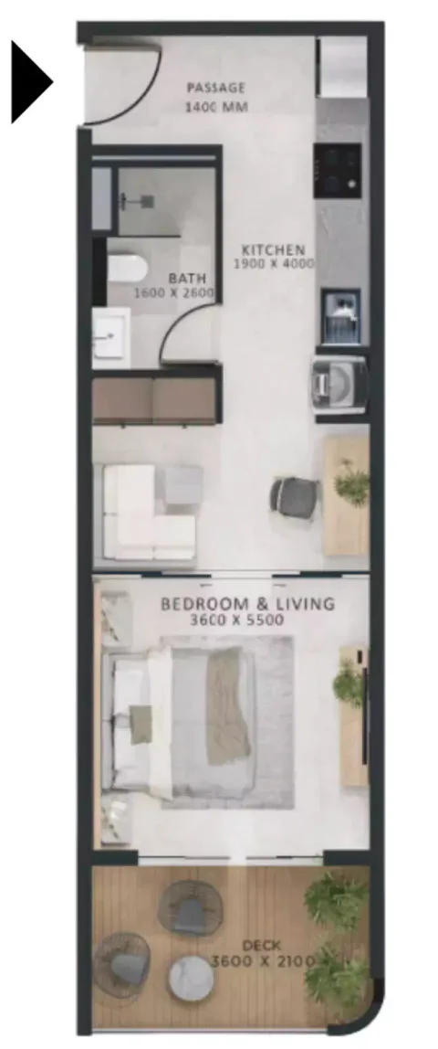 Floor plan, Studio, 527 sq ft