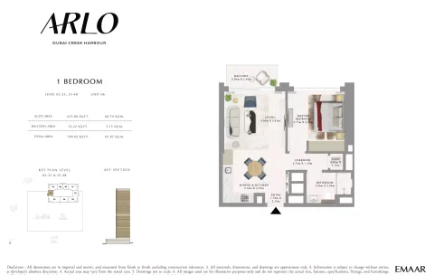 Floor plan, 1 Bed, 709 sq ft