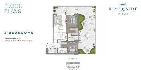Floor plan, 2 Beds, 1,323 sq ft