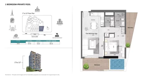 Floor plan, 1 Bed, 862 sq ft