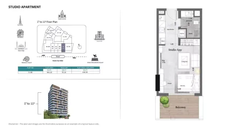 Floor plan, Studio, 416 sq ft