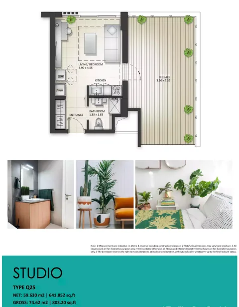 Floor plan, Studio, 803 sq ft