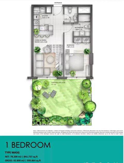 Floor plan, 1 Bed, 999 sq ft