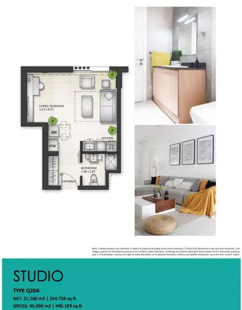 Floor plan, Studio, 496 sq ft