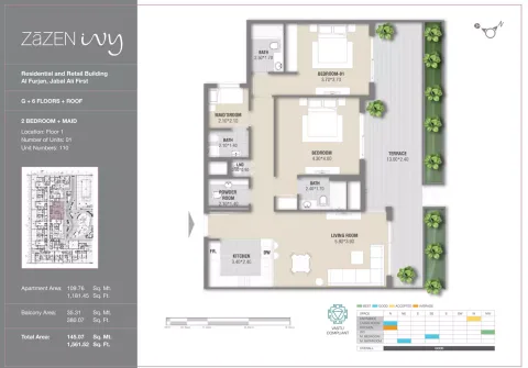 Floor plan, 2 Beds, 1,561 sq ft