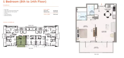 Floor plan, 1 Bed, 768 sq ft