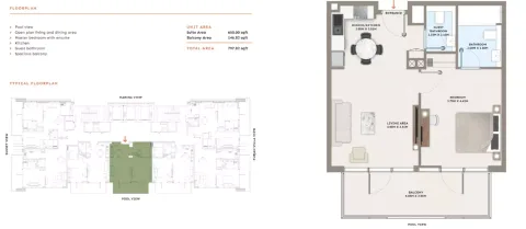 Floor plan, 1 Bed, 797 sq ft