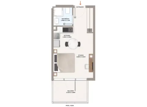 Floor plan, Studio, 362 sq ft