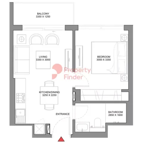 Floor plan, 1 Bed, 495 sq ft