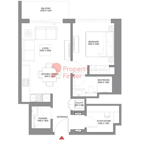 Floor plan, 1 Bed, 639 sq ft