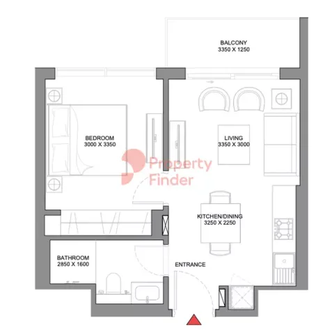 Floor plan, 1 Bed, 499 sq ft