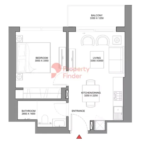 Floor plan, 1 Bed, 501 sq ft