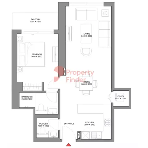 Floor plan, 1 Bed, 756 sq ft