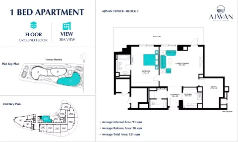 Floor plan, 1 Bed, 1,302 sq ft