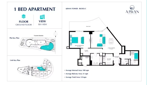 Floor plan, 1 Bed, 1,302 sq ft