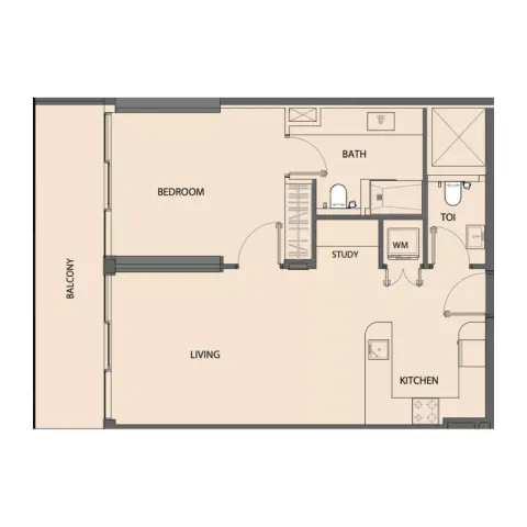 Floor plan, 1 Bed, 700 sq ft