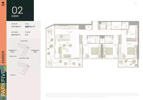 Floor plan, 3 Beds, 1,777 sq ft