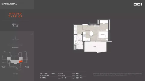 Floor plan, Studio, 420 sq ft