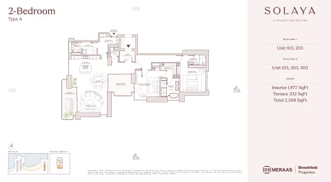 Floor plan, 2 Beds, 2,308 sq ft