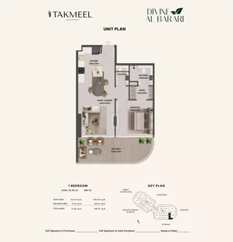 Floor plan, 1 Bed, 768 sq ft