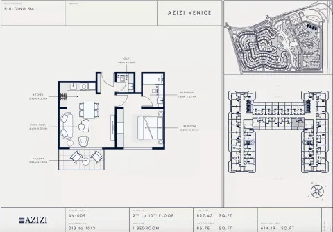 Floor plan, 1 Bed, 614 sq ft