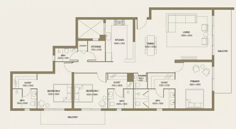 Floor plan, 3 Beds, 0 sq ft