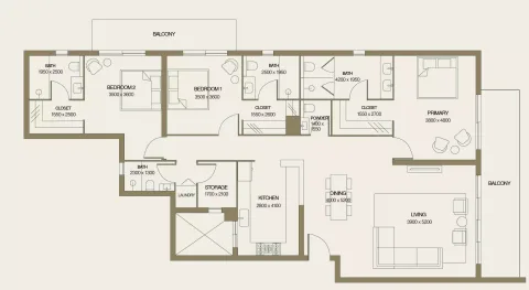 Floor plan, 3 Beds, 0 sq ft