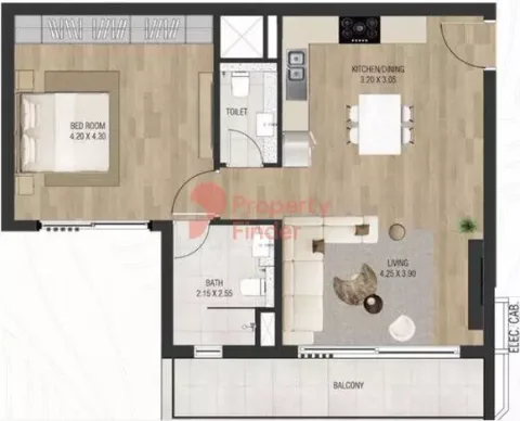 Floor plan, 1 Bed, 742 sq ft