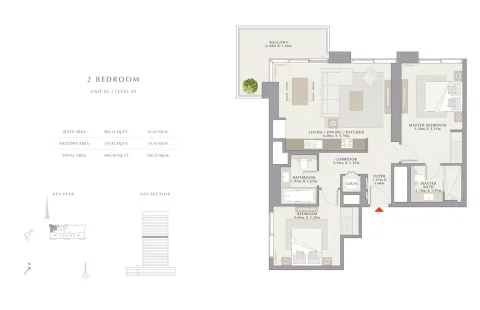 Floor plan, 2 Beds, 1,099 sq ft