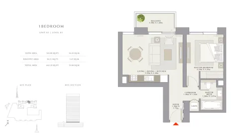Floor plan, 1 Bed, 642 sq ft