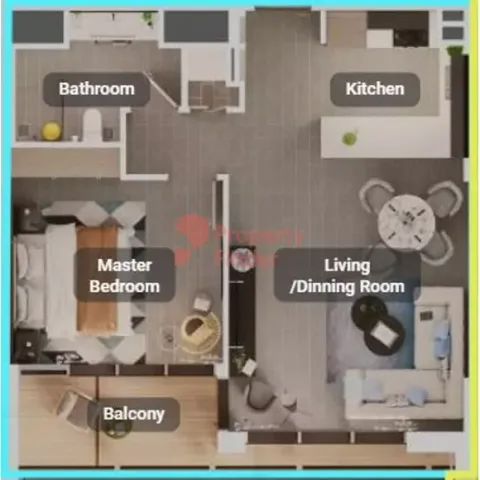 Floor plan, 1 Bed, 730 sq ft