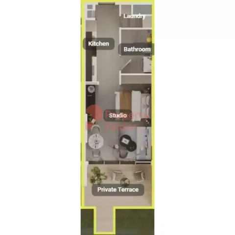 Floor plan, Studio, 575 sq ft