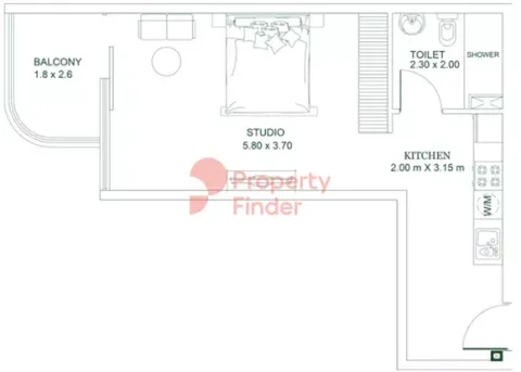 Floor plan, Studio, 512 sq ft