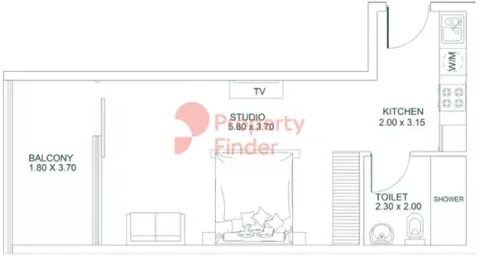 Floor plan, Studio, 464 sq ft