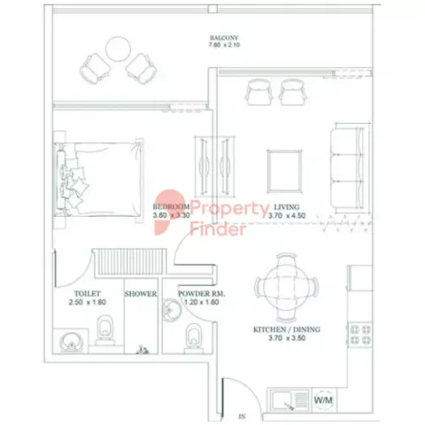 Floor plan, 1 Bed, 752 sq ft