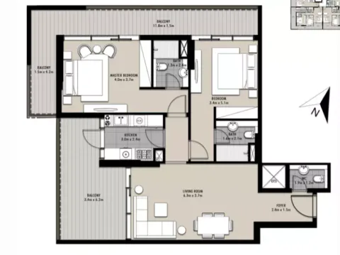 Floor plan, 2 Beds, 1,482 sq ft