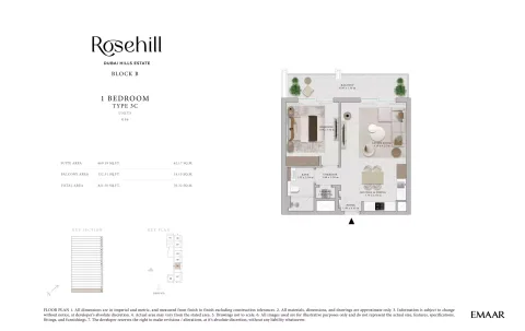 Floor plan, 1 Bed, 821 sq ft