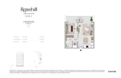 Floor plan, 1 Bed, 820 sq ft