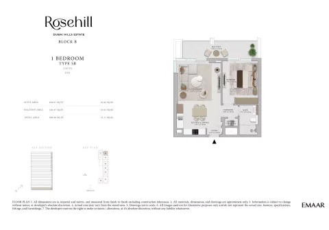 Floor plan, 1 Bed, 808 sq ft