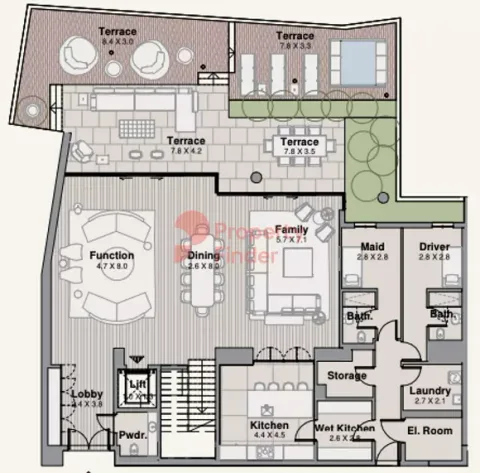 Floor plan, 3 Beds, 6,808 sq ft