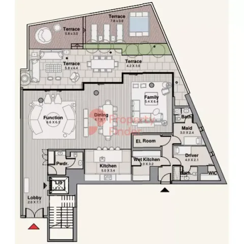 Floor plan, 3 Beds, 6,825 sq ft
