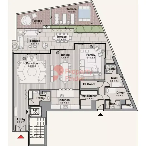 Floor plan, 3 Beds, 6,812 sq ft